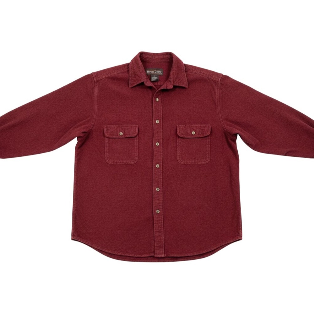 Moose Creek Mens Large Burgundy Red Heavy Cotton Flannel Button Up Shirt L